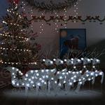 VidaXL Renifery z saniami, dekoracja do ogrodu, 140 diod LED, srebrne w sklepie internetowym SaleDay.pl