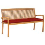 VidaXL Sztaplowana ławka ogrodowa z poduszką, 159 cm, drewno tekowe w sklepie internetowym SaleDay.pl