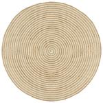 VidaXL Dywanik ręcznie wykonany z juty, spiralny wzór, biały, 150 cm w sklepie internetowym SaleDay.pl
