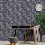 DUTCH WALLCOVERINGS Tapeta we wzór drzew tropikalnych, granat i srebro w sklepie internetowym SaleDay.pl