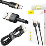 KABEL USB-A -> Lightning / iPhone Baseus Cafule CALKLF-BV1 100cm Apple 2.4A CZARNO-ZŁOTY W OPLOCIE w sklepie internetowym sklepsatelitarny.pl