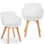 Krzesło kubełkowe skandynawskie plastikowe z drewnianymi nogami do 150 kg 2 szt. białe w sklepie internetowym Hurtownia Przemysłowa