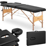Stół łóżko do masażu składane szerokie z drewnianym stelażem VANNES BLACK - czarne w sklepie internetowym Hurtownia Przemysłowa