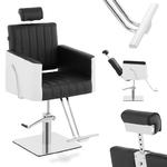 Fotel fryzjerski barberski kosmetyczny z podnóżkiem wys. 47-63 cm czarno - biały w sklepie internetowym Hurtownia Przemysłowa