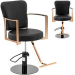 Fotel fryzjerski barberski kosmetyczny z podnóżkiem Physa NEWENT - czarny z różowym złotem w sklepie internetowym Hurtownia Przemysłowa