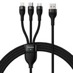 Kabel przewód 3w1 USB do USB-C / iPhone Lightning / micro USB 1.2m - czarny w sklepie internetowym Hurtownia Przemysłowa
