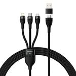 Kabel przewód 4w1 USB+USB-C do USB-C / iPhone Lightning / micro USB 1.2m - czarny w sklepie internetowym Hurtownia Przemysłowa