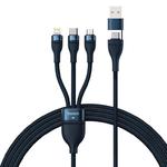 Kabel przewód 4w1 USB+USB-C do USB-C / iPhone Lightning / micro USB 1.2m - niebieski w sklepie internetowym Hurtownia Przemysłowa