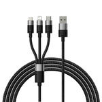 Kabel przewód do telefonu StarSpeed 3w1 USB - micro USB / iPhone Lightning / USB-C 1.2m - czarny w sklepie internetowym Hurtownia Przemysłowa