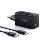 Szybka ładowarka sieciowa GaN USB 2x USB-C + kabel USB-C 1.2m - czarna w sklepie internetowym Hurtownia Przemysłowa