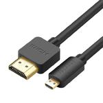 Kabel przewód przejściówka HDMI - micro HDMI 2.0v 4K 60Hz 30AWG 1.5m czarny w sklepie internetowym Hurtownia Przemysłowa