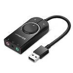 Zewnętrzna karta dzwiękowa adapter USB - 3.5 mm mini jack z regulacją głośności 15cm czarny w sklepie internetowym Hurtownia Przemysłowa