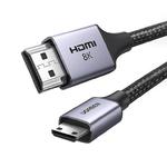 Kabel przewód przejściówka mini HDMI - HDMI 8K 2m szary w sklepie internetowym Hurtownia Przemysłowa