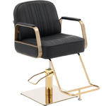 Fotel fryzjerski barberski kosmetyczny z podnóżkiem Physa STAUNTON - czarno - złoty w sklepie internetowym Hurtownia Przemysłowa