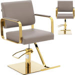 Fotel fryzjerski barberski kosmetyczny z podnóżkiem Physa OTLEY - beżowo - złoty w sklepie internetowym Hurtownia Przemysłowa