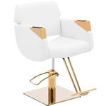 Fotel fryzjerski barberski kosmetyczny z podnóżkiem Physa PENRYN - biało złoty w sklepie internetowym Hurtownia Przemysłowa