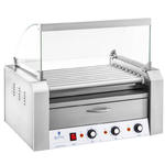 Roller grill rolkowy z osłoną i szufladą grzewczą do bułek 16 parówek HotDog 2200W 230V Royal Catering w sklepie internetowym Hurtownia Przemysłowa