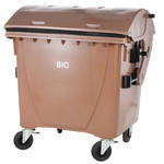 Bio kontener na odpady BIO śmieci i odpadki spożywczych ATEST - brązowy 1100L w sklepie internetowym Hurtownia Przemysłowa