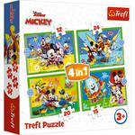 Puzzle 4w1 Wśród przyjaciół. Myszka Miki. Mickey Mouse Funhouse 34616 Trefl w sklepie internetowym zabawkitotu.pl 