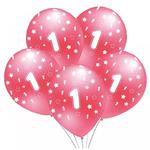 Balon z nadrukiem "1" różowy B149 5szt w sklepie internetowym zabawkitotu.pl 