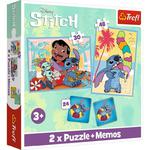 Puzzle 2w1 + memos Wesoły dzień Lilo i Stitch 93585 TREFL w sklepie internetowym zabawkitotu.pl 