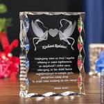 Pamiątka Ślubu »Gołąbki Miłości« z Twoją dedykacją • GRAWER 3D w sklepie internetowym Kryształy3D.pl