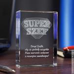 Odznaka 3D »Super Szef« • personalizowany kryształ 3D • GRAWER 3D w sklepie internetowym Kryształy3D.pl