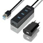 AXAGON HUE-S2BP hub USB-A, 4x USB 3.0, zasilacz zewnętrzny - 1,2 m, zasilacz w sklepie internetowym Komidom