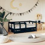 Emaga Rama łóżka dziecięcego z szufladami, czarna, 70x140 cm, sosnowa w sklepie internetowym emaga.pl