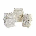 Emaga Zestaw koszyków DKD Home Decor Biały Bambus Muszle (24 x 24 x 30 cm) (3 Części) w sklepie internetowym emaga.pl