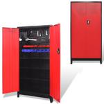 Emaga Szafa narzędziowa, 2 drzwi, stal, 90x40x180 cm, czarno-czerwona w sklepie internetowym emaga.pl