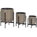 Emaga Zestaw doniczek Home ESPRIT Metal polipropylen Rattan 39 x 39 x 49 cm w sklepie internetowym emaga.pl