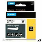 Emaga Laminowana Taśma do Drukarki Etykiet Rhino Dymo ID1-12 12 x 3,5 mm Czarny Biały Samoprzylepne (5 Sztuk) w sklepie internetowym emaga.pl