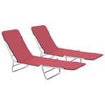 Emaga Folding Sun Loungers 2 pcs Steel and Fabric Red w sklepie internetowym emaga.pl