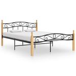 Emaga Rama łóżka, czarny metal i lite drewno dębowe, 160x200 cm w sklepie internetowym emaga.pl