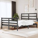 Emaga Rama łóżka, szara, lite drewno sosnowe, 135x190 cm, podwójna w sklepie internetowym emaga.pl