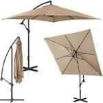 Emaga Parasol ogrodowy na wysięgniku kwadratowy 250 x 250 cm szarobrązowy w sklepie internetowym emaga.pl