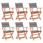 Emaga Składane krzesła ogrodowe 6 szt. szare, eukaliptus i textilene w sklepie internetowym emaga.pl