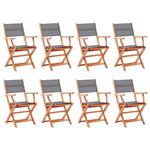 Emaga Składane krzesła ogrodowe 8 szt. szare, eukaliptus i textilene w sklepie internetowym emaga.pl