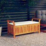 Emaga Ogrodowa ławka ze schowkiem i poduszką, 126 cm, drewno akacjowe w sklepie internetowym emaga.pl