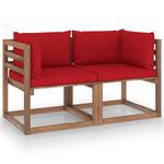 Emaga Ogrodowa sofa 2-os. z palet, z czerwonymi poduszkami, sosna w sklepie internetowym emaga.pl