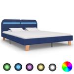 Emaga Rama łóżka z LED, niebieska, tapicerowana tkaniną, 160 x 200 cm w sklepie internetowym emaga.pl