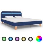 Emaga Rama łóżka z LED, niebieska, tapicerowana tkaniną, 180 x 200 cm w sklepie internetowym emaga.pl
