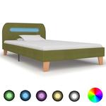 Emaga Rama łóżka z LED, zielona, tapicerowana tkaniną, 90 x 200 cm w sklepie internetowym emaga.pl