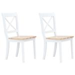 Emaga Krzesła stołowe, 2 szt., biel i jasny brąz, drewno kauczukowca w sklepie internetowym emaga.pl