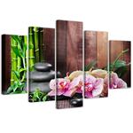 Emaga Obraz pięcioczęściowy na płótnie, Kompozycja zen z orchideą i bambusem - 150x100 w sklepie internetowym emaga.pl