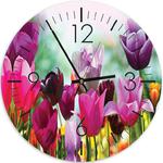 Emaga Obraz z zegarem, Kolorowe tulipany - 60x60 w sklepie internetowym emaga.pl