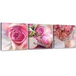 Emaga Zestaw obrazów na płótnie, 3 różowe róże - 90x30 w sklepie internetowym emaga.pl