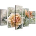 Emaga Obraz 5 częściowy na płótnie, Herbaciane róże shabby chic - 150x100 w sklepie internetowym emaga.pl