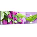 Emaga Zestaw obrazów na płótnie, Różowe Tulipany Kwiaty - 150x50 w sklepie internetowym emaga.pl